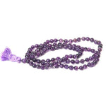 108 Natural Amethyst Mala Prayer Beads Japa Mala Tassel Necklace