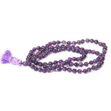 108 Natural Amethyst Mala Prayer Beads Japa Mala Tassel Necklace