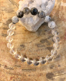 Black Tourmaline & Crystal Quartz Stretch Bracelet! Genuine Crystals!