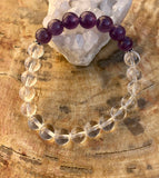 Amethyst & Crystal Quartz Stretch Bracelet! Handmade w/ Real Crystals!